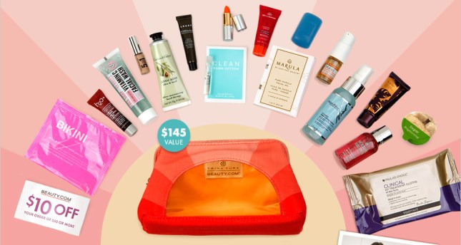 beauty com 07 2015 sample filled trina turk sunset cosmetics pouch w 100
