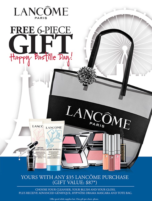 dillards 07 2015 Lancome free 6pc gift with 35 July 2015 2