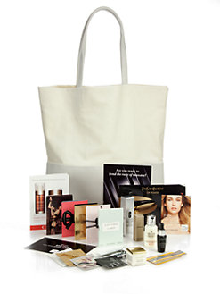 saks 10 2015 cream tote w 100 beauty