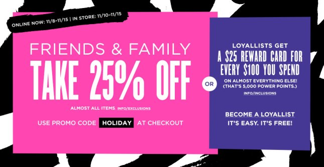 bloomingdales 11 2015 friends and family loyallist 25 dollar off 100