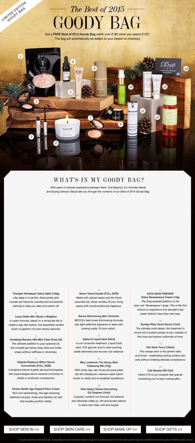 cult beauty 11 2015 sample bag w 125 2