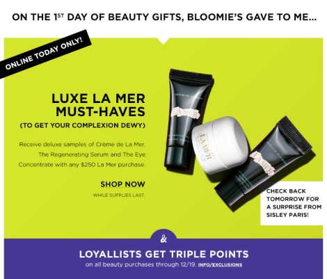 bloomingdales 12 2015 12 day sof beauty gift day 1