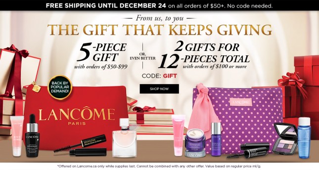 lancome ca 12 2015 5 and 7 pc gift
