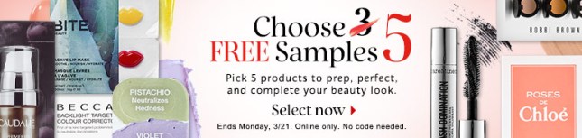sephora 03 15 2016 pick 5 free samples w any order