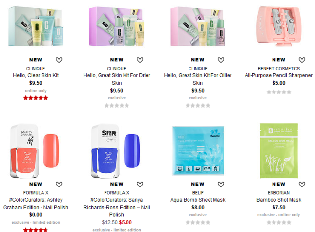 Sephora 2016-07 under 10