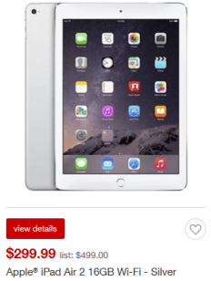 Target iPad air 2 200 off