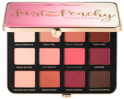 sephora too faced Just Peachy Velvet Matte Eye Shadow Palette – Peaches and Cream Collection Too Faced Sephora aug 2017