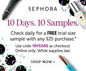 sephora coupon 10years