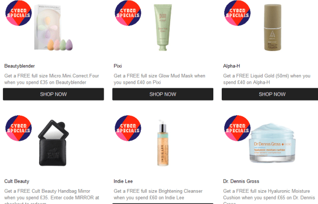 cult beauty cyber monday gwp