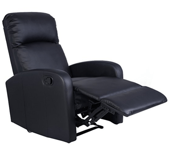 Amazon.com Giantex Manual Recliner Chair Black Lounger Leather Sofa Seat Home Theater Kitchen Dining