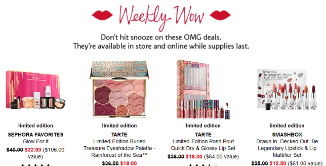 Sephora weekly wow 12 22 2017 Coupons Promo Codes Coupon Codes Sephora