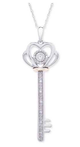 Diamond Accent Two Tone Key Pendant Necklace in Sterling Silver   10k Gold   Necklaces   Jewelry   Watches   Macys icangwp.png