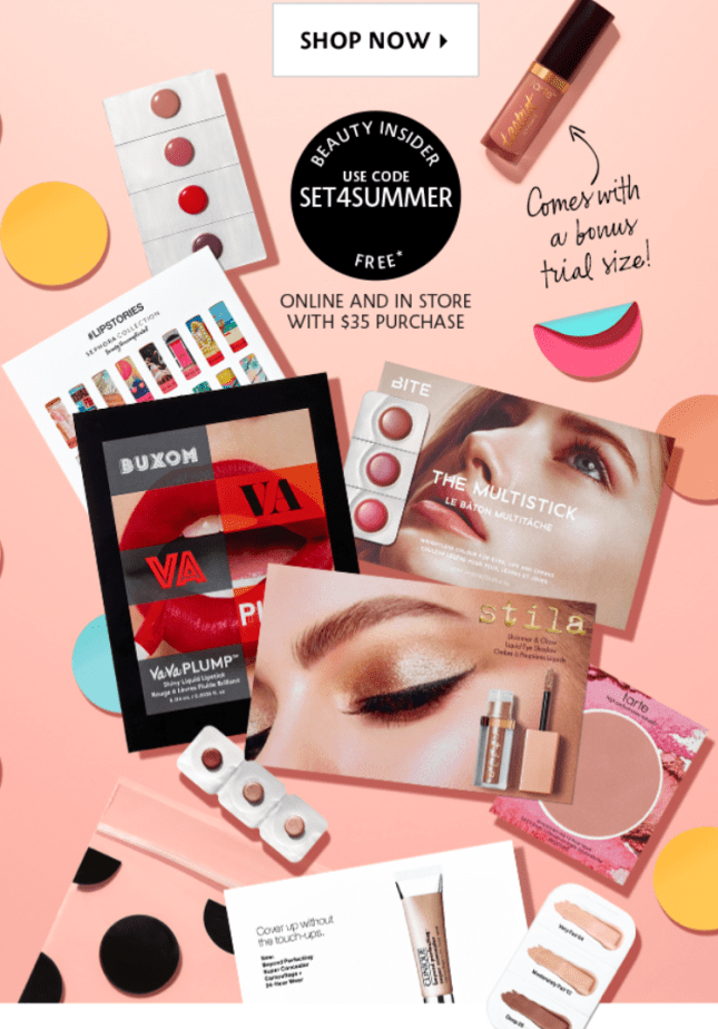 Sephora coupon free summer gift bag 7pc with 35 icangwp blog