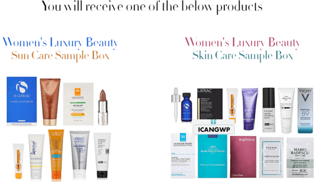 Amazon prime day free Luxury Beauty Sample Box icangwp blog.png