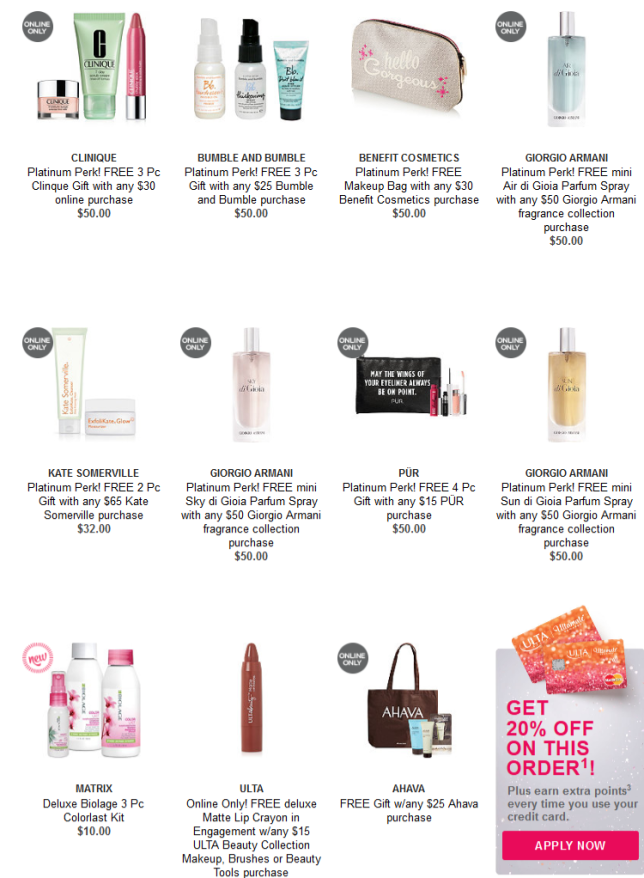 Gifts with Purchase Ulta Beauty platinum perks icangwp blog