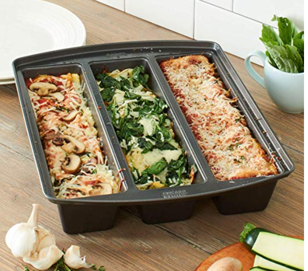 Amazon.com Chicago Metallic 26783 Professional Lasagna Trio Pan 16 Inch by 12.5 Inch Silver Kitchen Dining