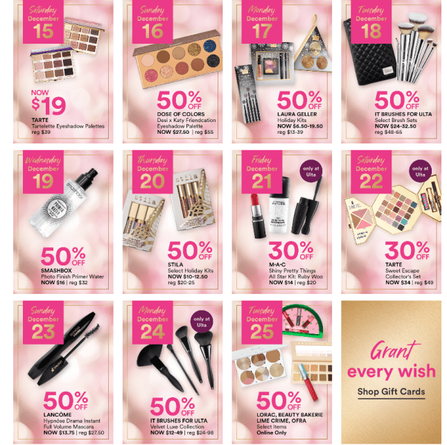 Beauty Blitz 50 off Select Brands ULTA BEAUTY spoilers icangwp blog dec 2018