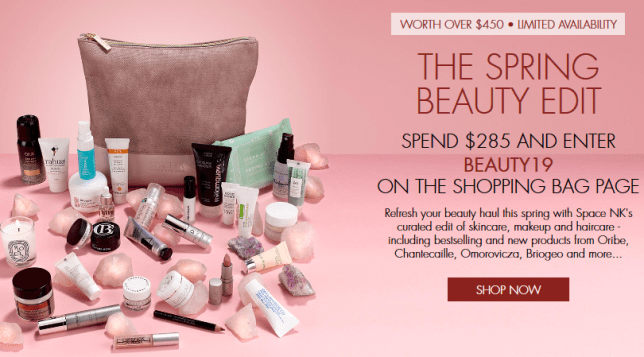 SpaceNK beauty edit gift bag coupon icangwp blog