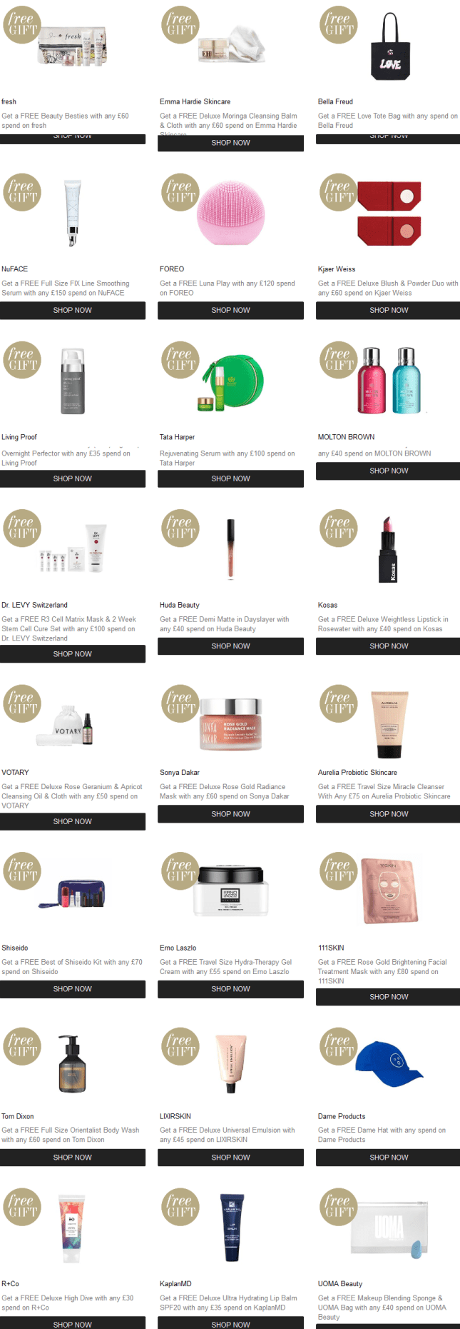 Promotions Cult Beauty nov 2019