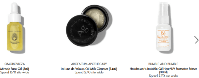 Offers and Gifts with Purchase Space NK uk feb 2020 icangwp