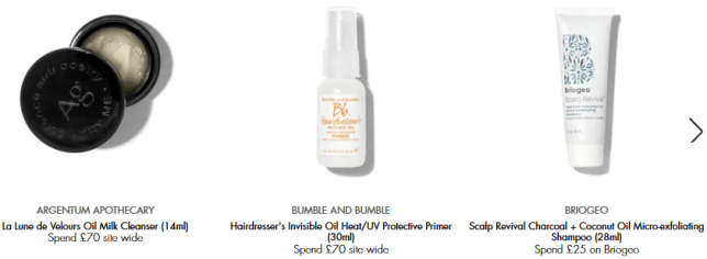 Offers and Gifts with Purchase Space NK uk march 2020 icangwp