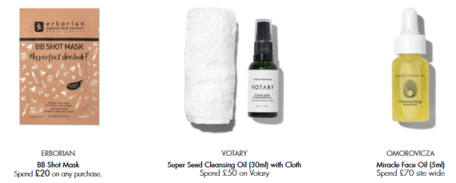 Offers and Gifts with Purchase Space NK uk march 2020