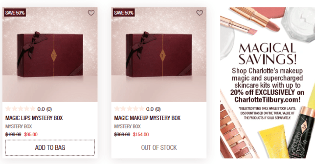 50 Off – Charlotte’s Magic Makeup Mystery Boxes Charlotte Tilbury