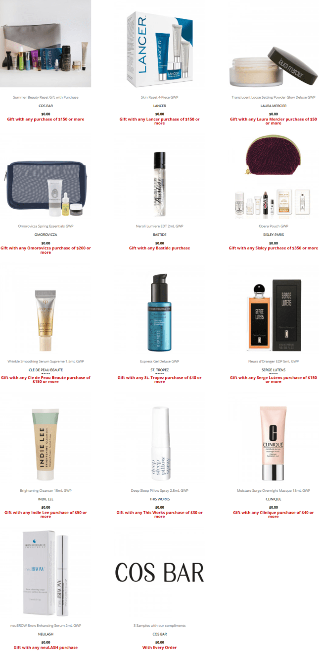 cos bar Gifts with Purchase icangwp blog