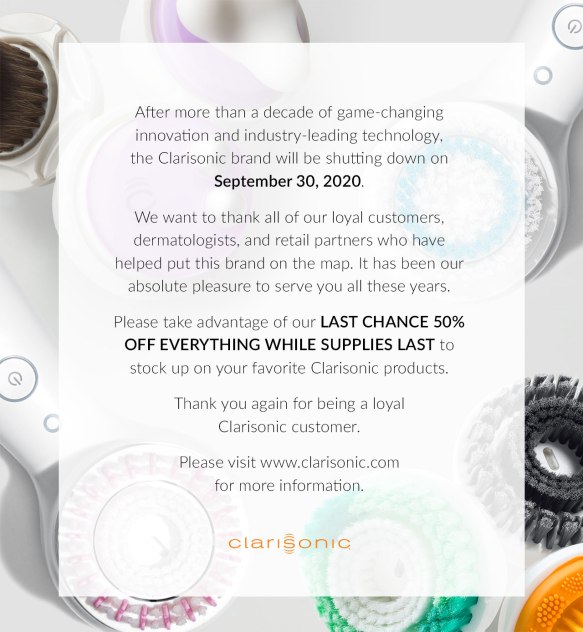 clarisonic shutting down