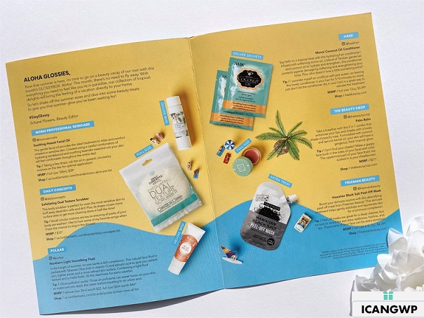 glossybox review by IcanGWP booklet