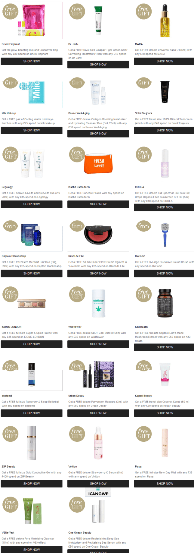 Promotions Cult Beauty 2020 icangwp