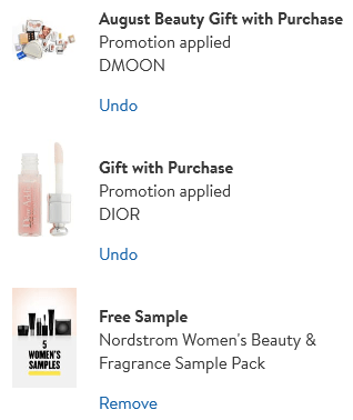 Nordstrom free beauty samples at checkout icangwp