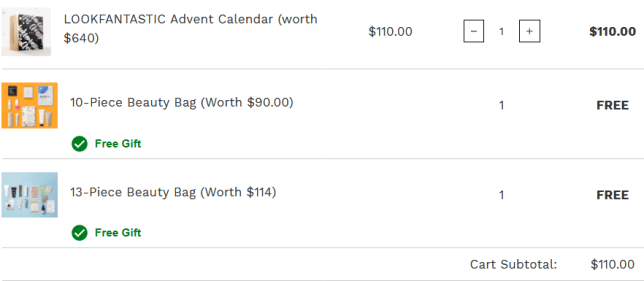 Lookfantastic advent calendar 2020 and free gift