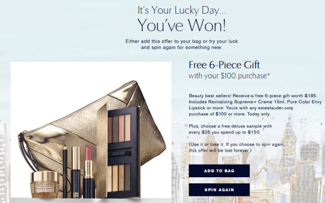 11-17 Holiday 2020 Spin the Wheel estee laude