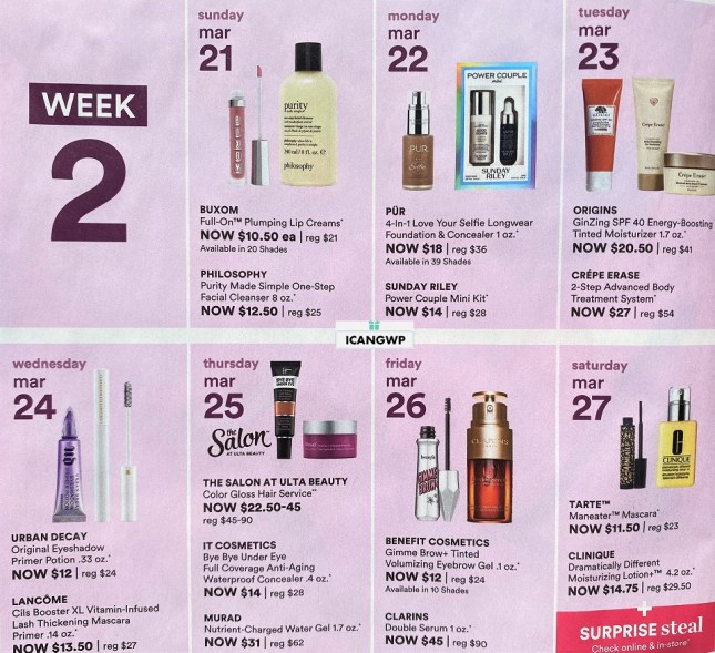 ulta 21 days of beauty event spring 2021 ad scan icangwp week 2