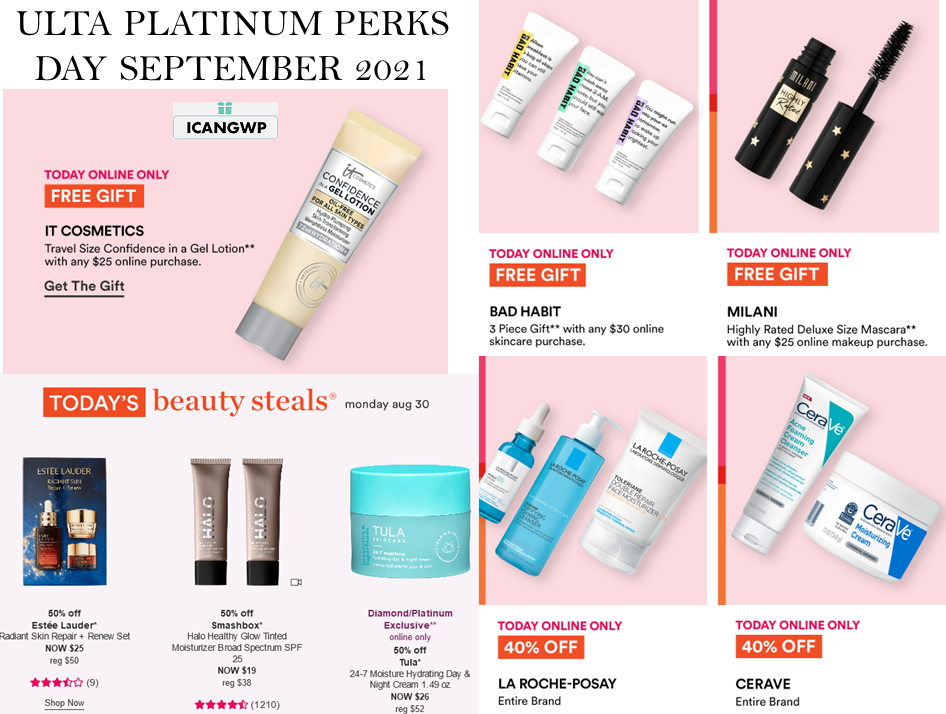 ULTA PLATINUM PERKS DAY SEPTEMBER 2021 ICANGWP