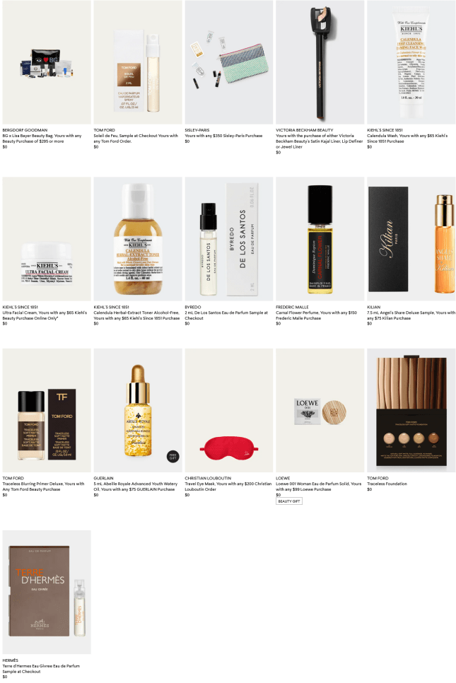 Beauty Gifts with Purchase at Bergdorf Goodman 2023 icangwp