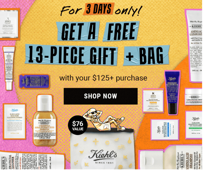 kiehls FREE 13-Piece Gift AND Bag 🤯