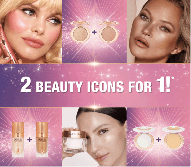 charlotte tilbury 2 FOR 1 ON BEAUTY ICONS!