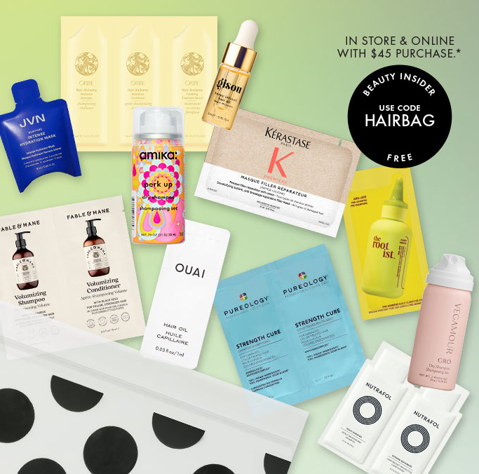 sephora Get a free hair-care sample bag with min. spend icangwp