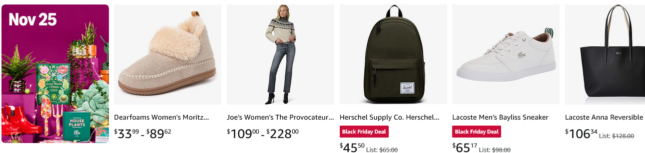 Amazon black friday Departments